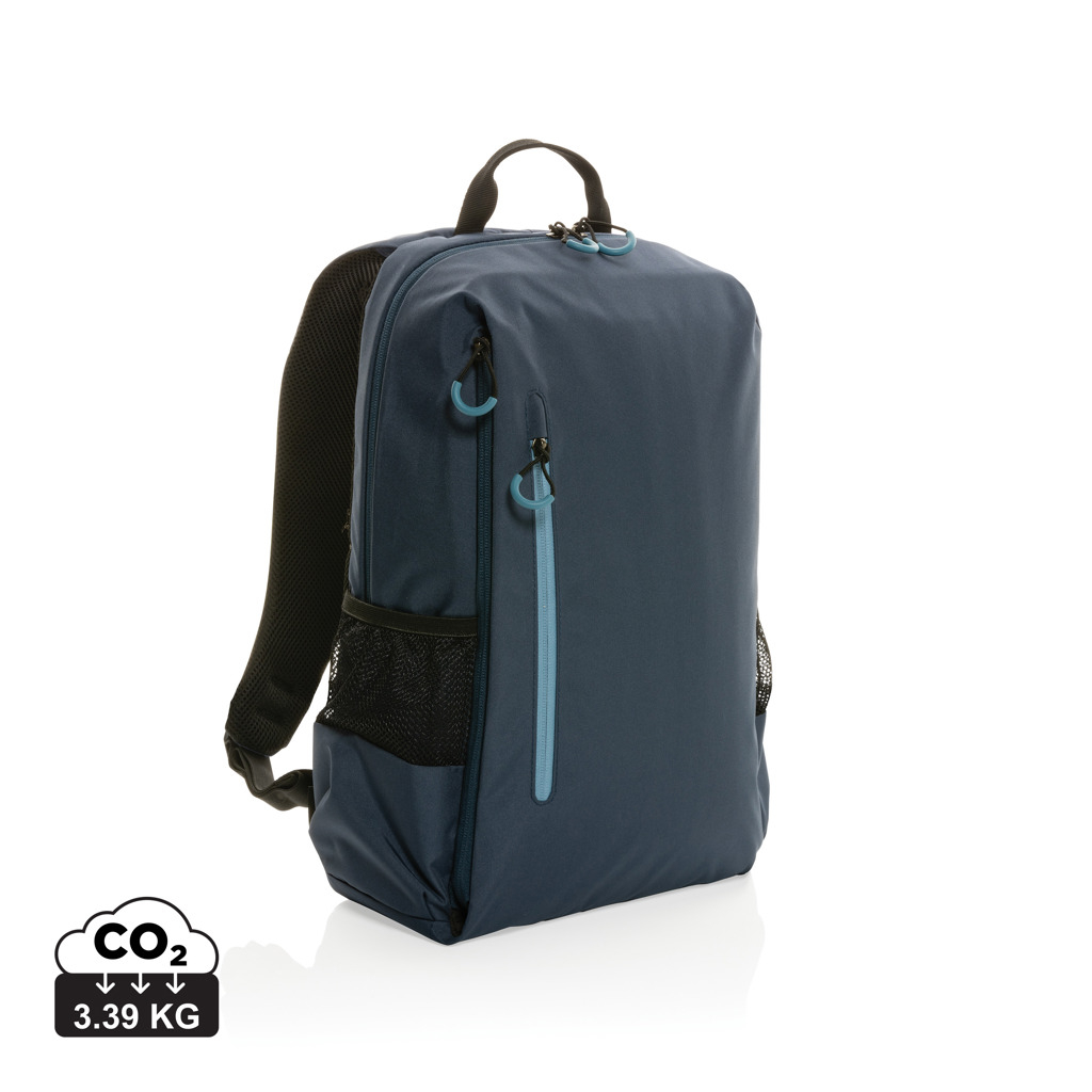 Sac à dos promotionnel ordinateur 15.6' rPET Impact bleu marine et bleu